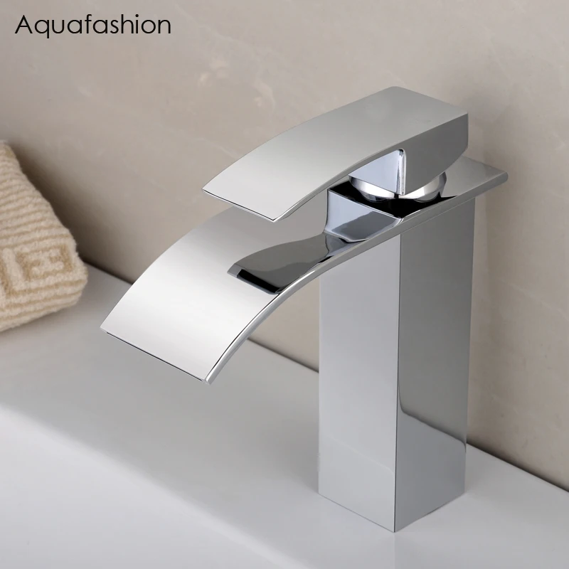 

Bathroom Basin Faucets Chrome Hot and Cold Water Mixer Tap Contemporary Washbasin Tap for Hotel