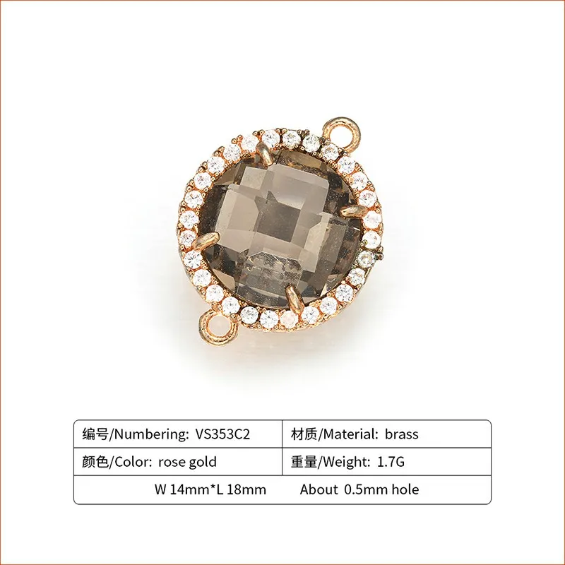 ZHUKOU 14x18mm Mooie Messing Zirconia Ronde Kristal Connectors voor Ketting Handgemaakte sieraden maken bevindingen model: VS353
