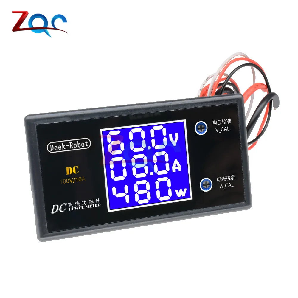 LCD Digital Display Voltmeter Ammeter Power Meter DC 0 -12V 24V 36V 500V 10A 1000W Voltage Current Power Detector Tester w/ Wire