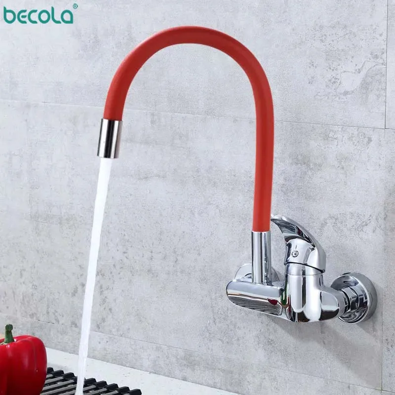 Becola-Chrome Kitchen Sink Mixer Tap, 360 rotação, água fria e quente, Power Swivel, Single Handle, BR-9108