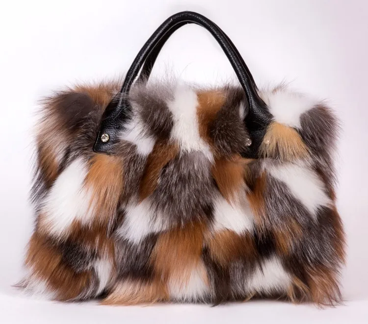 Luxry Real Fox Fur Women Handbags Genuine leather Newest Party Multicolour Bags Fox Fur Ladies Shoulder Bag Gift Crossbody bags