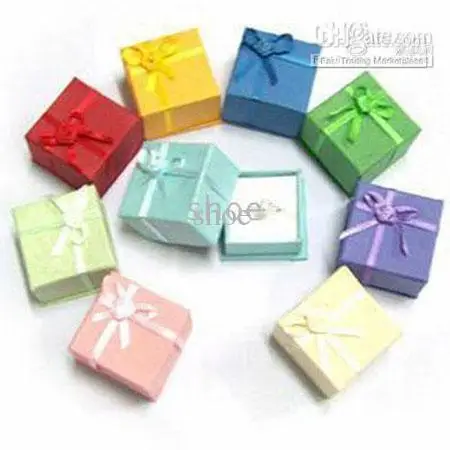 

48pcs jewelry gift box for ring size 4cm (1.6") * 4cm (1.6")*3cm(1.2") mix color earrings boxes rings box jewellery box