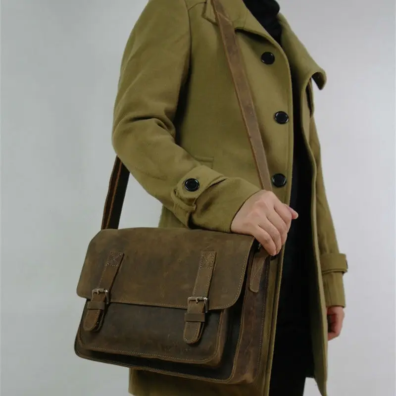 Vintage skóra Crazy Horse torba męska na ramię Crossbody torba męska torba torba ze skóry naturalnej mężczyzna wypoczynek skóra bydlęca 2020