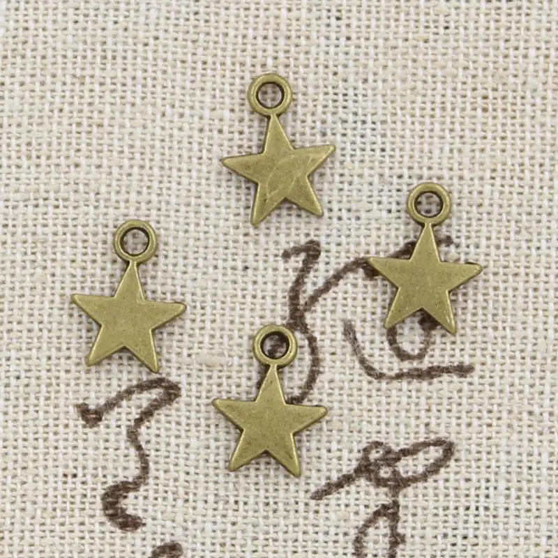 100pcs Charms Star 11x8mm Handmade Craft Pendant Making fit,Vintage Tibetan Bronze Silver color,DIY For Bracelet Necklace