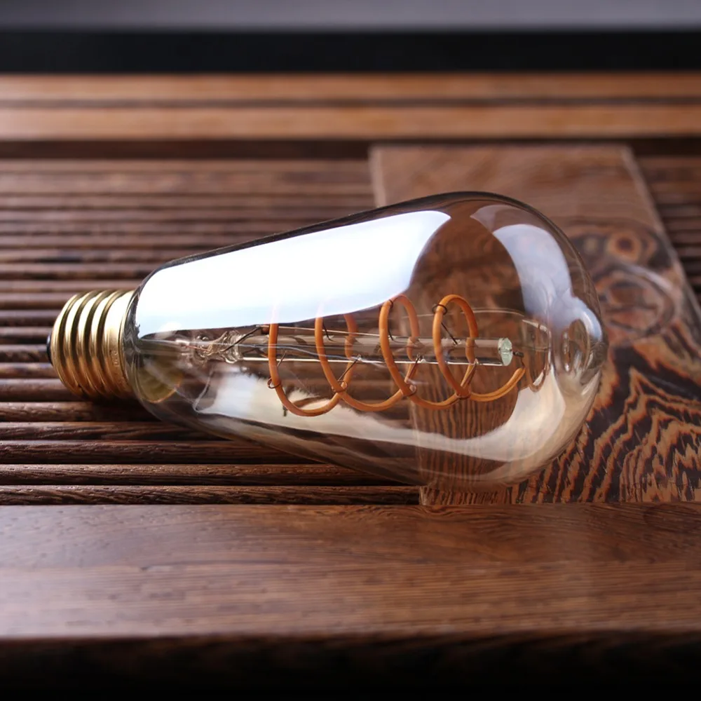 ST64 E27 LED Bulb 3W Dimmable Edison Soft Filament Led lamp Super warm 2200K E26 110V Decorative Lighting for Home Patio Party