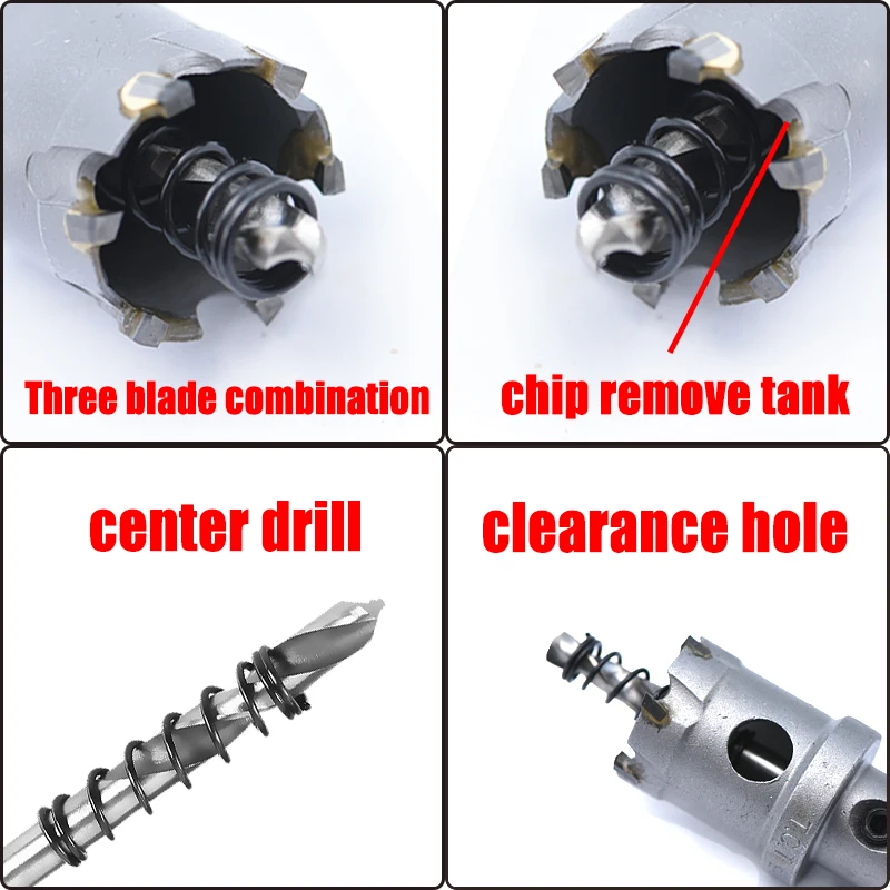 Broca de núcleo de 16 18 20 25 30mm, sierra perforadora de acero inoxidable, punta de carburo TCT, herramientas eléctricas de perforación de corte de Metal