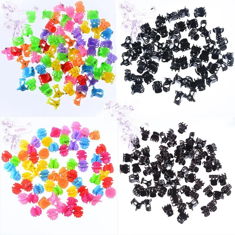 1Pack(50PCS) Colorful Cute Girls Flowers Plastic Hair Claws Wholesale Kids Hair Ornament Clips Hair Accessories