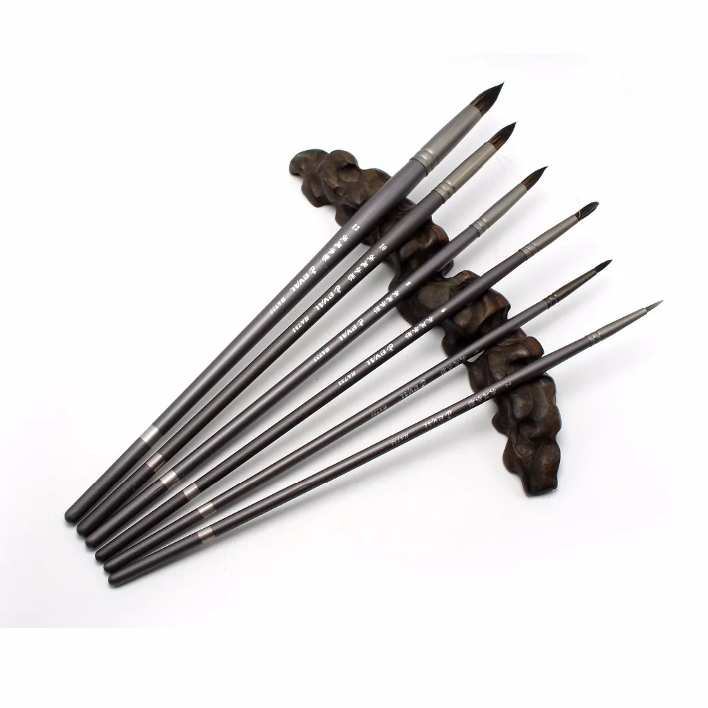 6 Pcs Artist\'s Paint Brush Gouache Brushes Hair Squirrel Round Brush for Watercolor Oil Acrylic Art School Supplies material6 Pc
