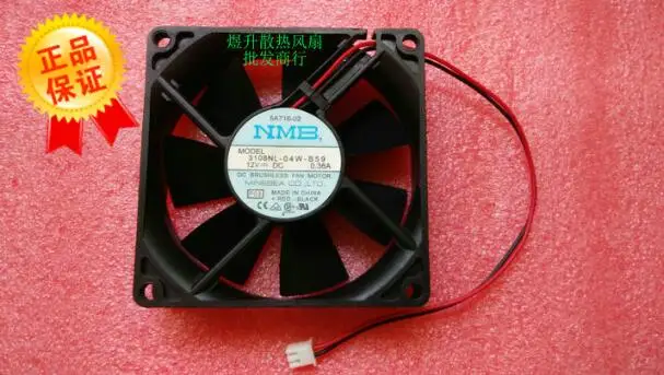 Original NMB 8020 DC12V 0.36A 80*80*20MM 8CM 3108NL-04W-B59 2 wire cooling fan