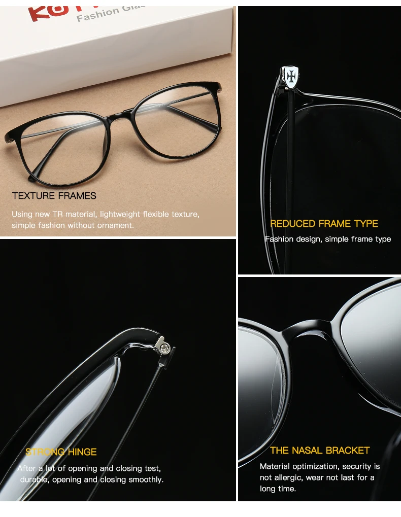 2024TR90 Brillen Rahmen Frauen Gläser Männer Gläser Rahmen Transparent Klare Linse Optische Brillen Oculos De Grau Feminino – Detail 14