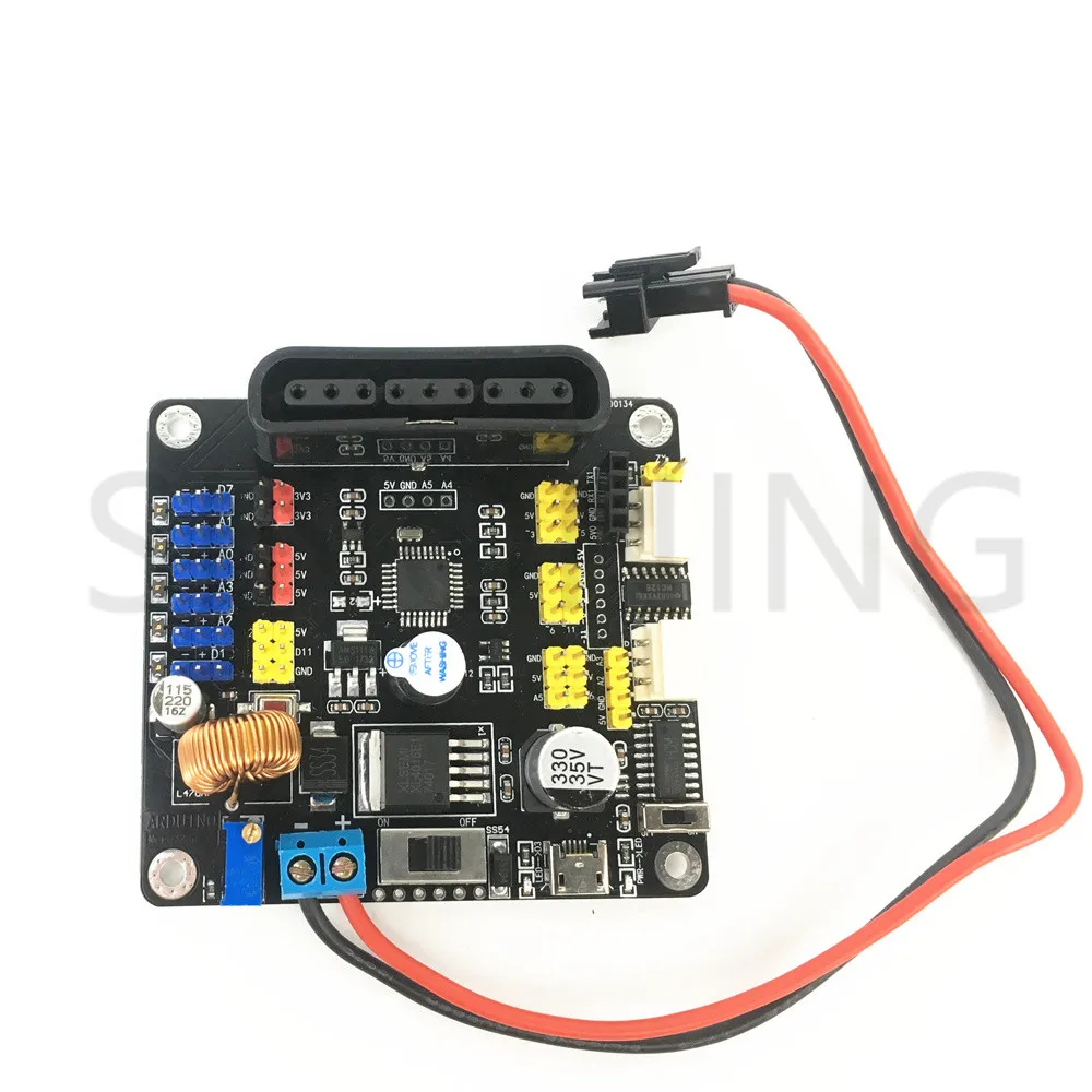 

Arduino uno shield for 6 dof robot arm microcontroller ps2 with code