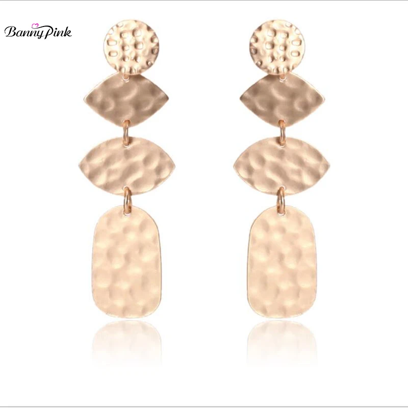 Banny Pink Chunky Alloy Pendant Studs Earrings For Women New Punk Metal Geo Statement Post Earrings Fashion Jewelry Pendientes