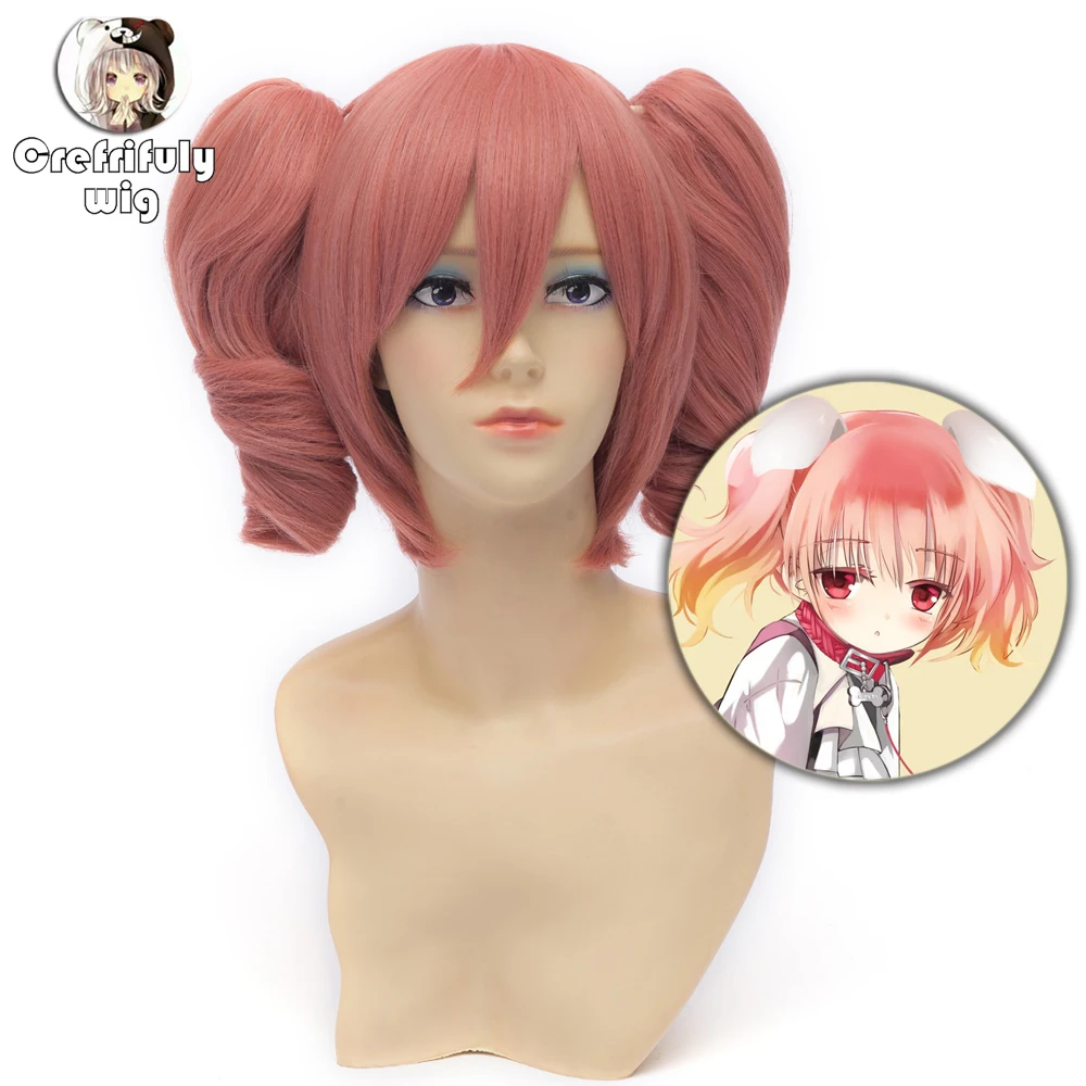 

Inu X Boku SS Roromiya Karuta Pink Cosplay Wig Short Wavy Synthetic Hair Chip Ponytails High Temperature Fiber