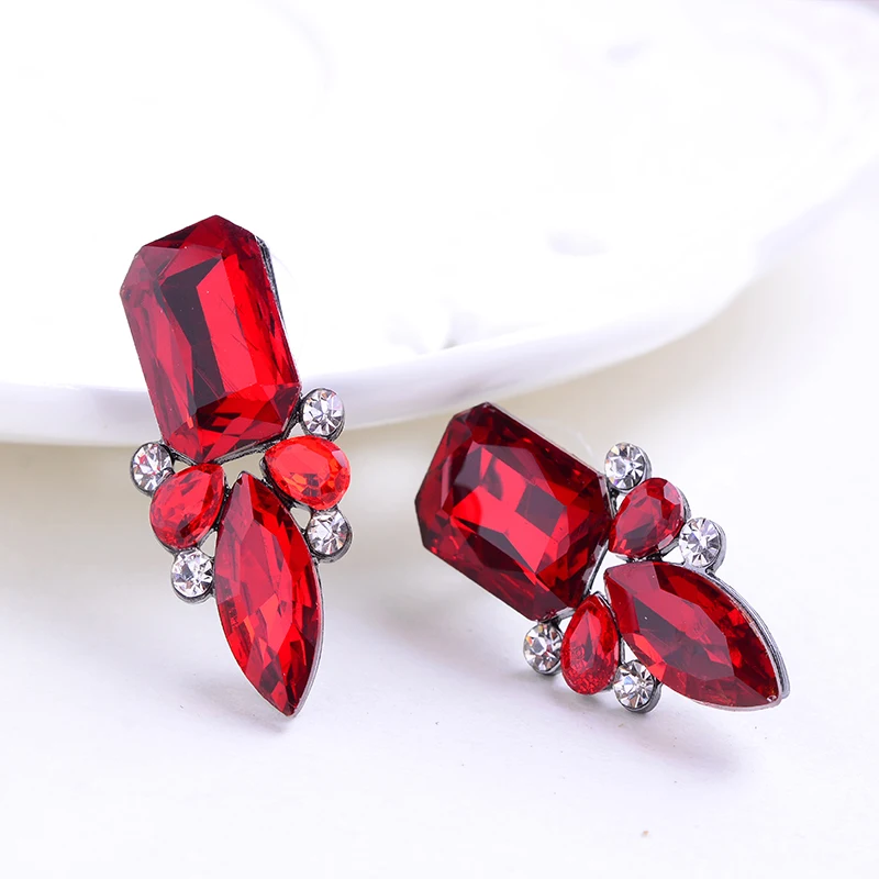  High Quality Fashion Classic Shiny Crystal Christmas Party 8 Colors Stud Earrings For Women And Girls Gift 2019 New