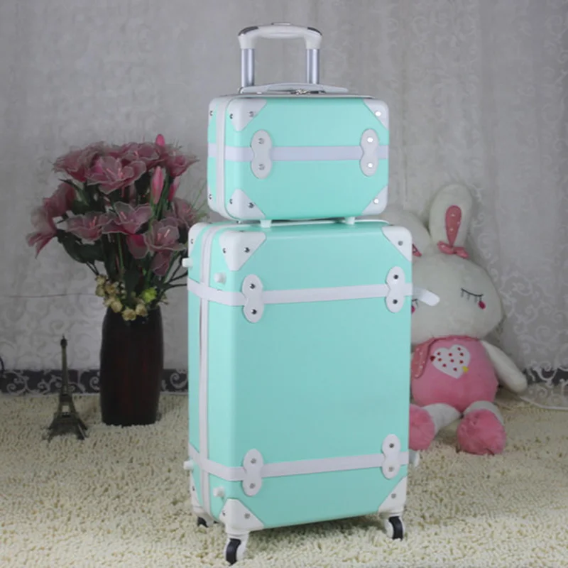 Letrend ABS Vintage Suitcase Wheels Rolling Luggage Set Spinner Women Retro Trolley Cabin Travel Bag Students Carry On Trunk