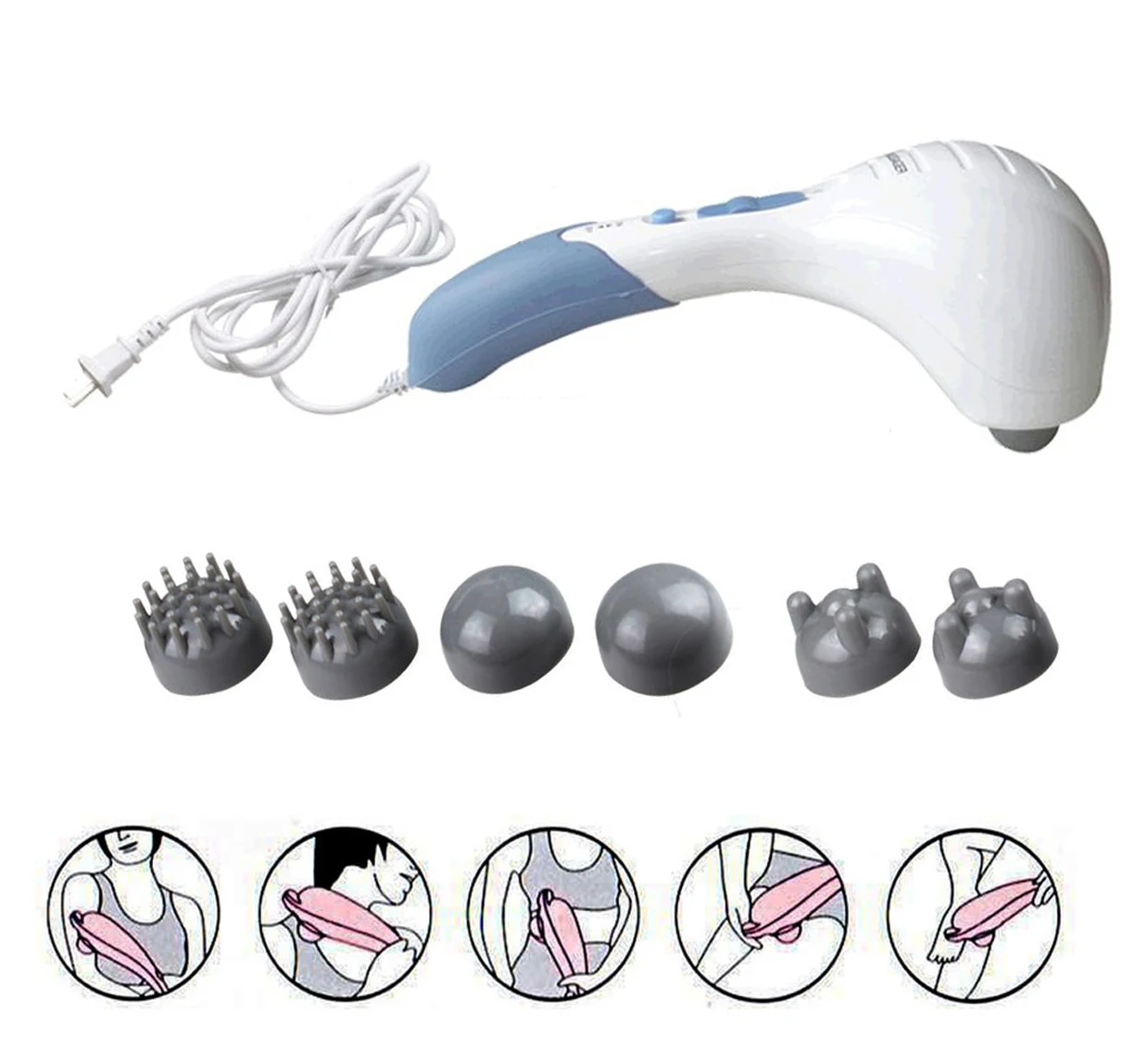 

Handheld electric body massager Back and waist Knock Vibration cervical vertebra Massage Relax 6 massage heads can be replaced