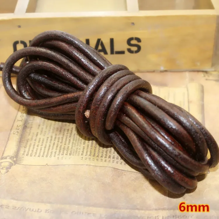 2meter 1-8mm Retro Braun Echtes Echtes Lederband Runde Flache Seil String Für DIY Halskette Armband schmuck Machen Zubehör