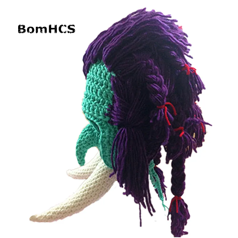 BomHCS Funny Large Fangs Wig Beanie Winter Handmade Knitted Mask Hat Party Halloween Gift Cosplay