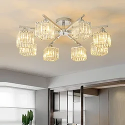 Modern Chrome/Silver Led Lighting Crystal Metal Living Room Ceiling Chandeliers Bedroom Lamps Fixture