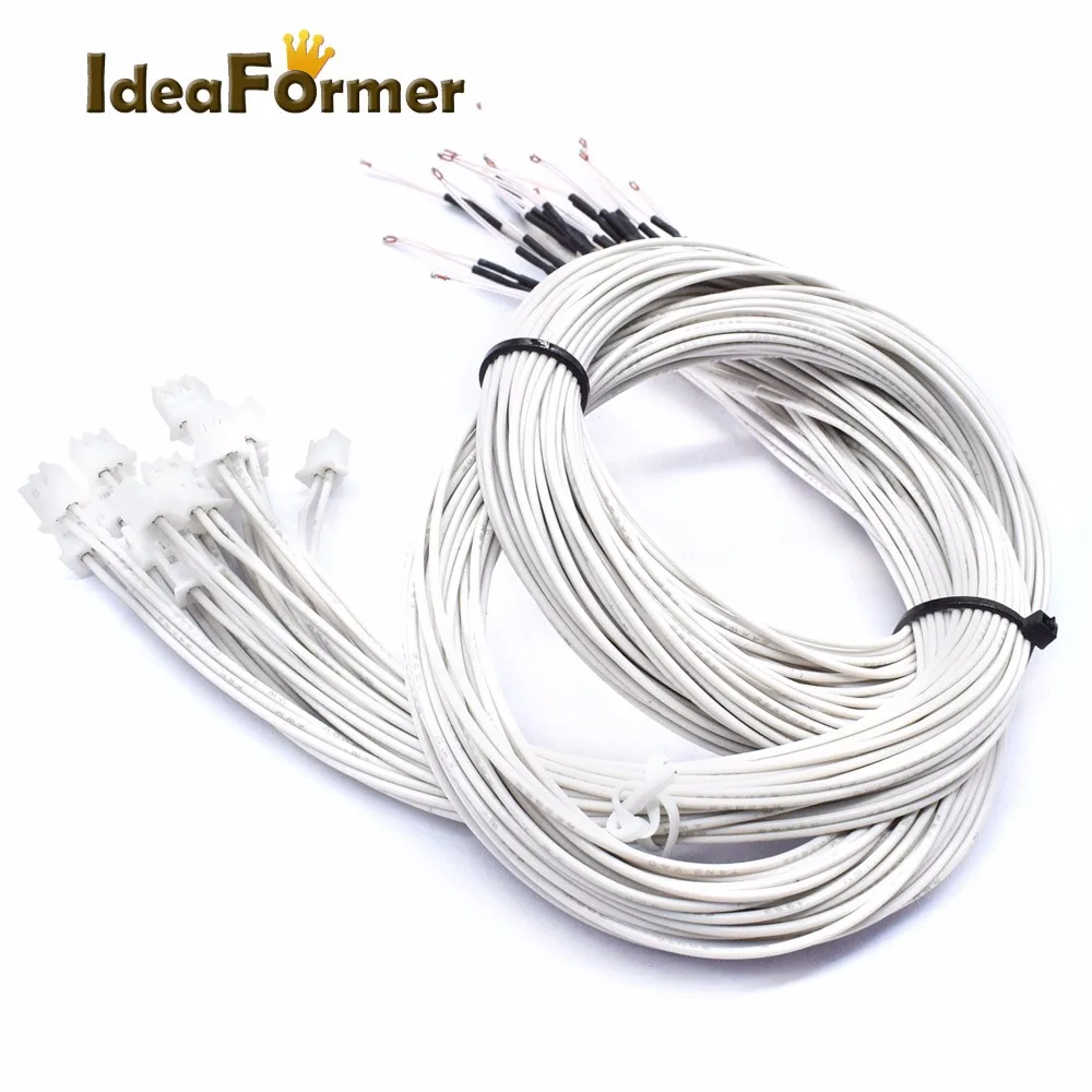 1/5pcs NTC Thermistor Temperature Sensor 3950 1% line100 & 150cm 100K with XH2.54 Terminal White 2P terminal connector 3D Printe