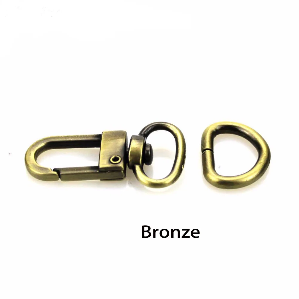 30pcs 4 colors 1/2 inch 12 mm Bronze Golden Silver bag parts & accessories luggage bag buckle snap hook lobster clasp+D ring