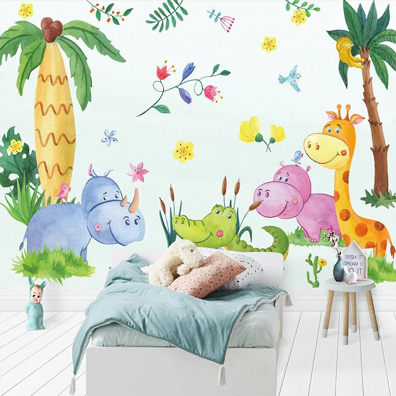 

Decorative Wallpaper Cute Cartoon Watercolor Children Room Bedroom Wall With Decorative Painting Background Wall