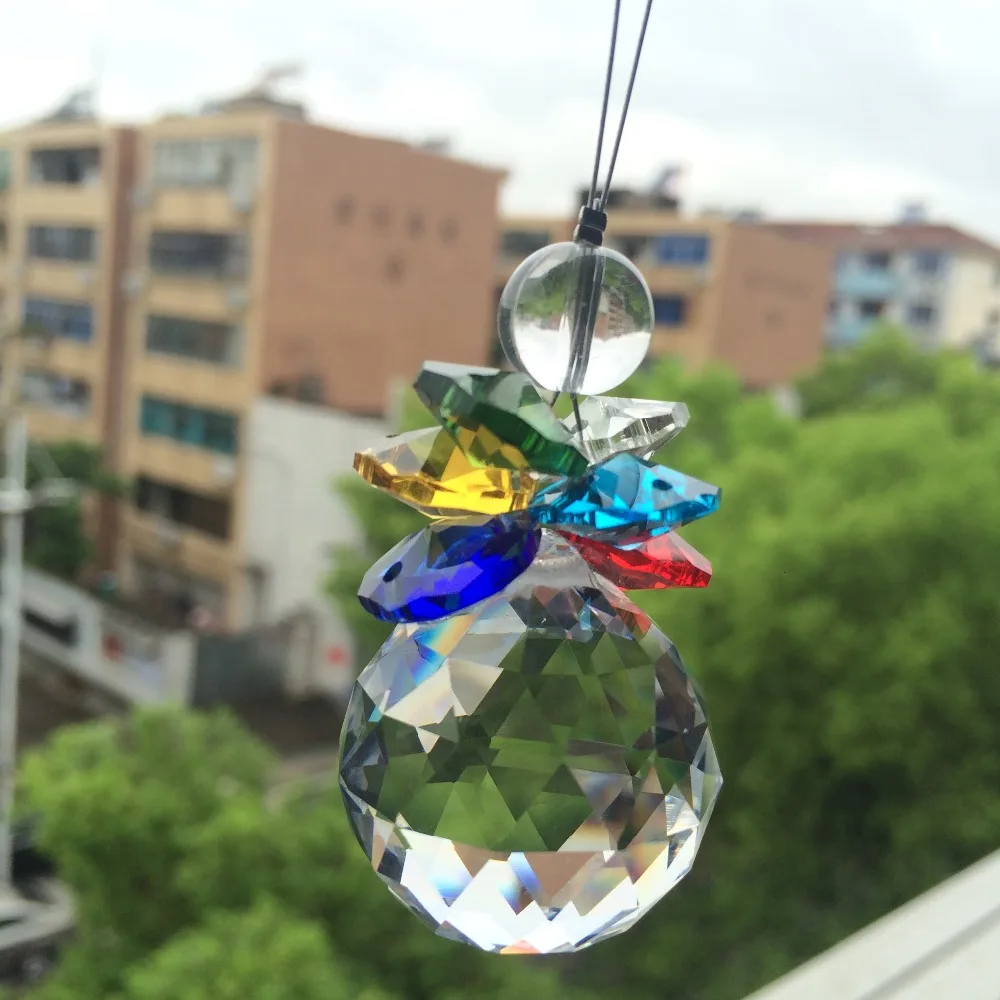 Beautiful Glass Beads With Crystal faceted ball Pendant For Christmas Tree Decoration/ Suncatcher Hanging Home Decoration