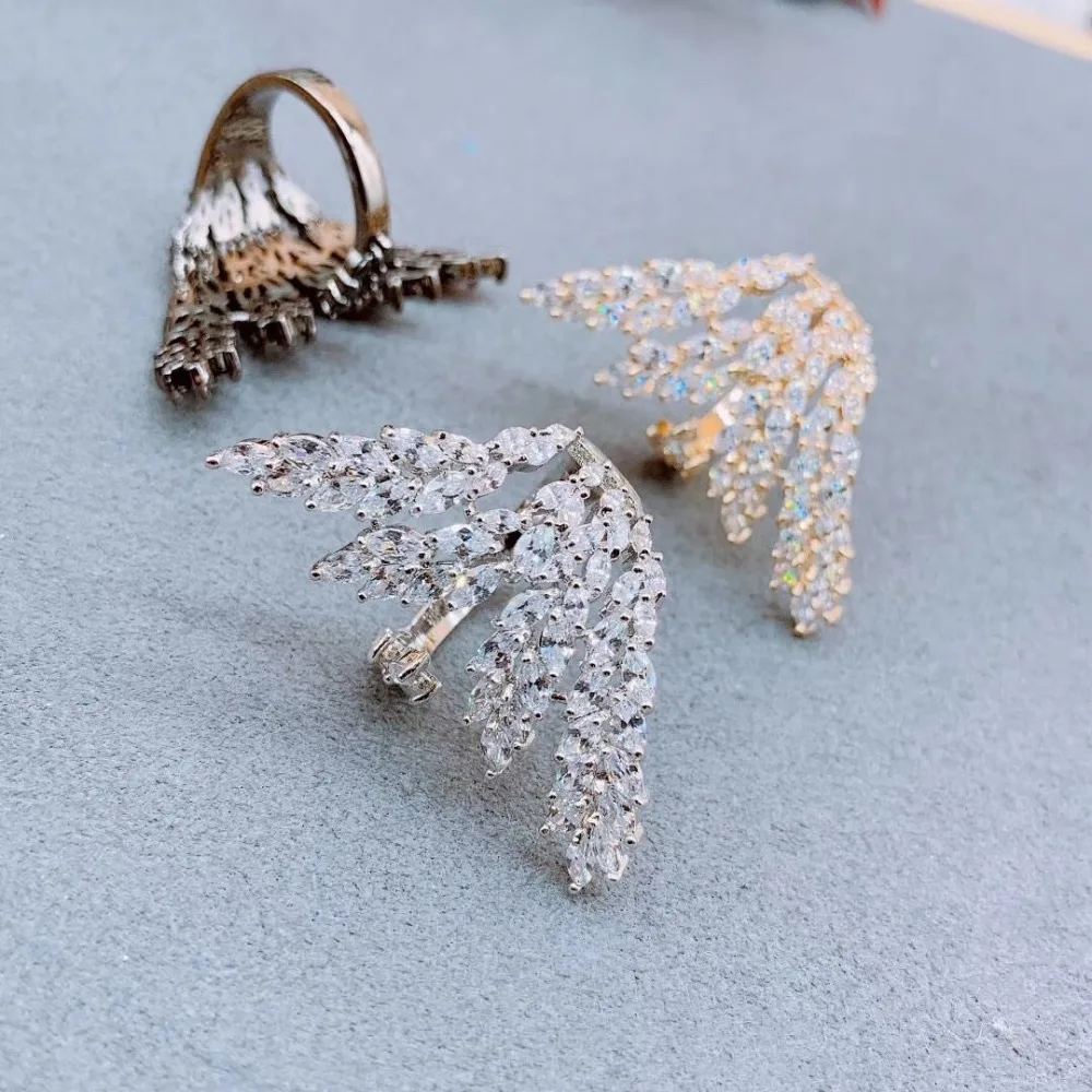 Trendy Women\'s Jewelry Hand Made Cubic zirconia round stone Ring White Gold-color Rings With Shining For Girl Gift J1699