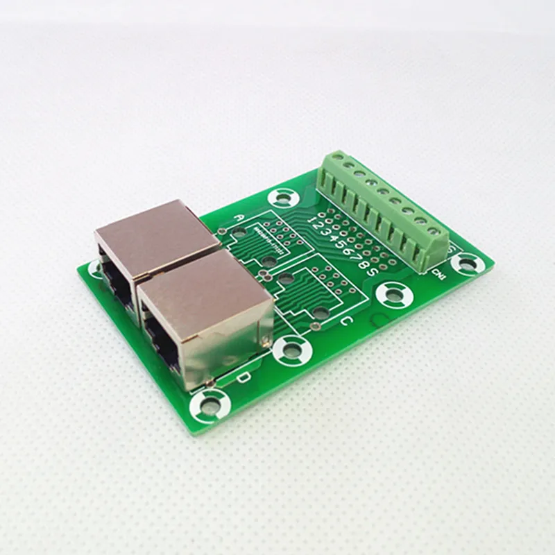 RJ45 8P8C Right Angle Jack2-Way  Buss Breakout Board,Terminal Block, Connector.