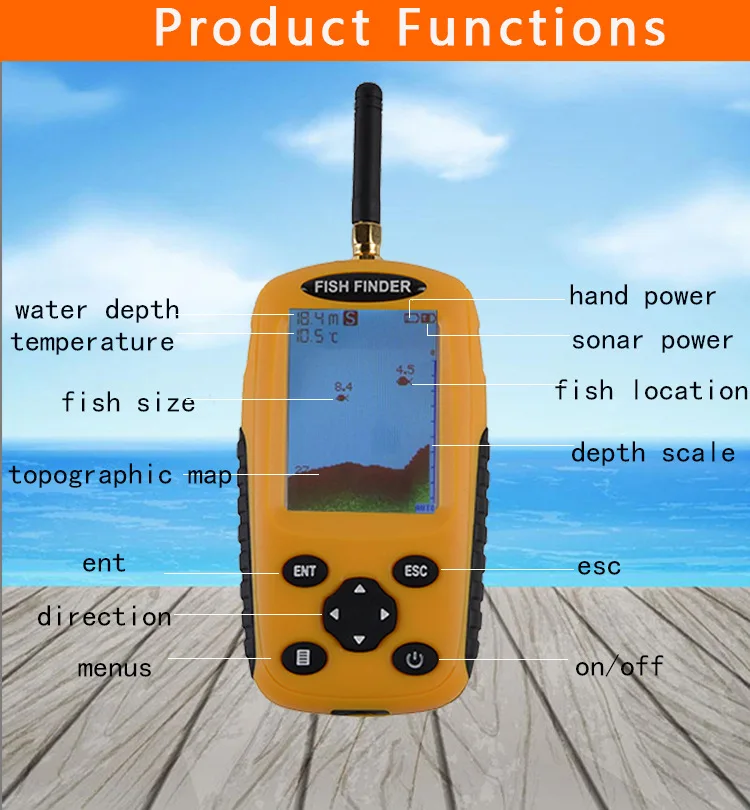 2018 New Fishing Finder Screen High-precision Charging Version 105 Degree Fish Size Wireless Detector