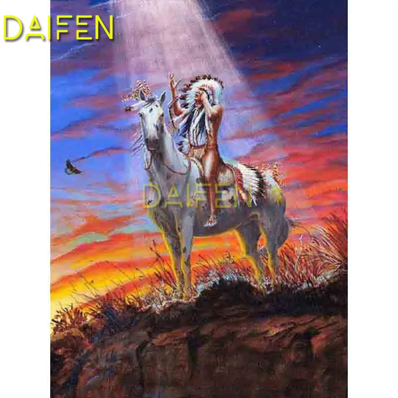 5D DIY Diamond painting Cross stitch Full Round Diamond mosaic Full Square Diamond embroidery Indian horse unicorn eagle cliff