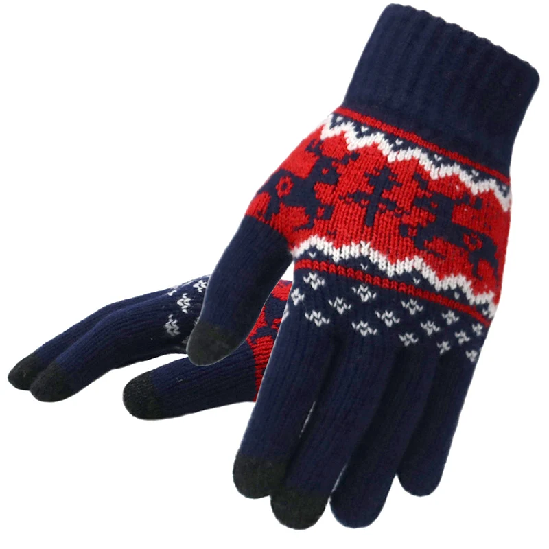 Di Inverno Delle Donne Ha Lavorato a Maglia Guanti di Natale Cervi di Modo Finger Completa Mittens Femminile Morbido di Natale Modello di Tocco