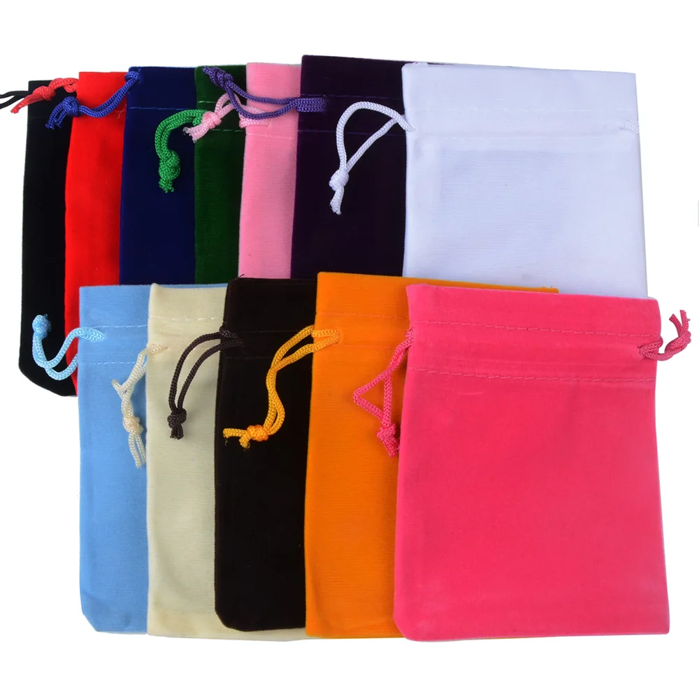 50pcs/Bag Jewelry Packing Velvet Bag 7x9cm 9x12cm Jewelry Bags Drawstring Gift Bags & Pouches