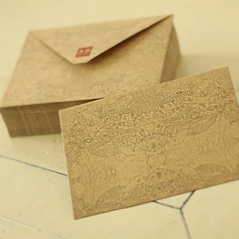 10 pcs/lot Kraft Paper Retro Vintge Envelope for Business Card European Style Gift Envelopes High Quality Wholesale