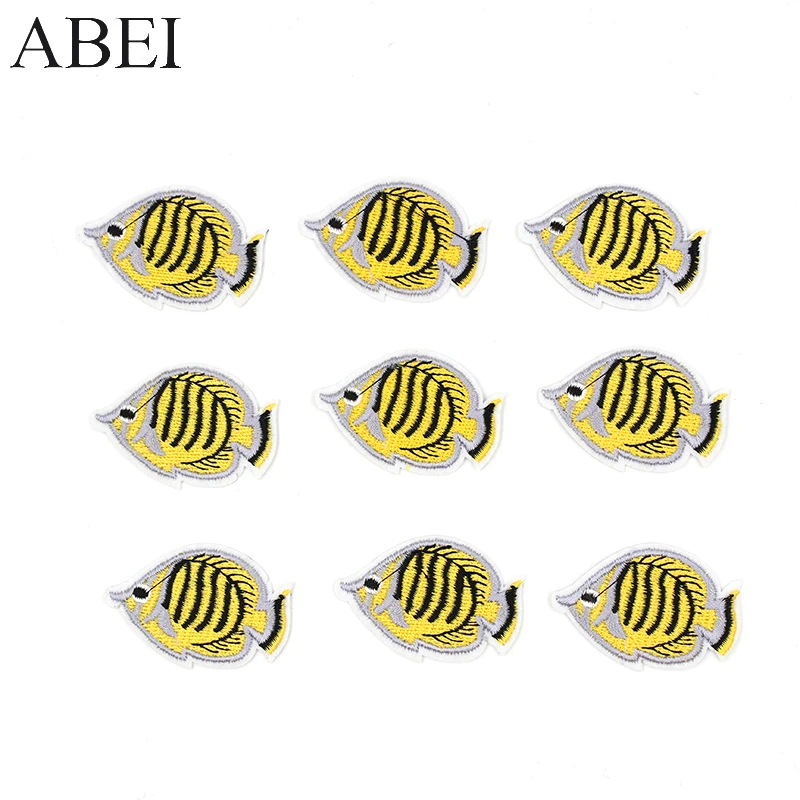 10pcs/lot Embroidered Iron On Small Fish Patches Diy Cute Clothing Appliques Sewing Baby Jeans Stickers Backpack Motif Badge