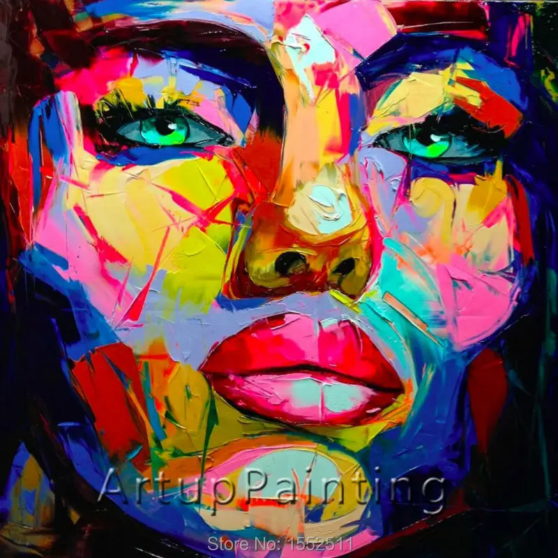 

Portrait Face Oil painting Palette Knife Impasto figure canvas hand painted Francoise Nielly Wall Art Pictures for living room