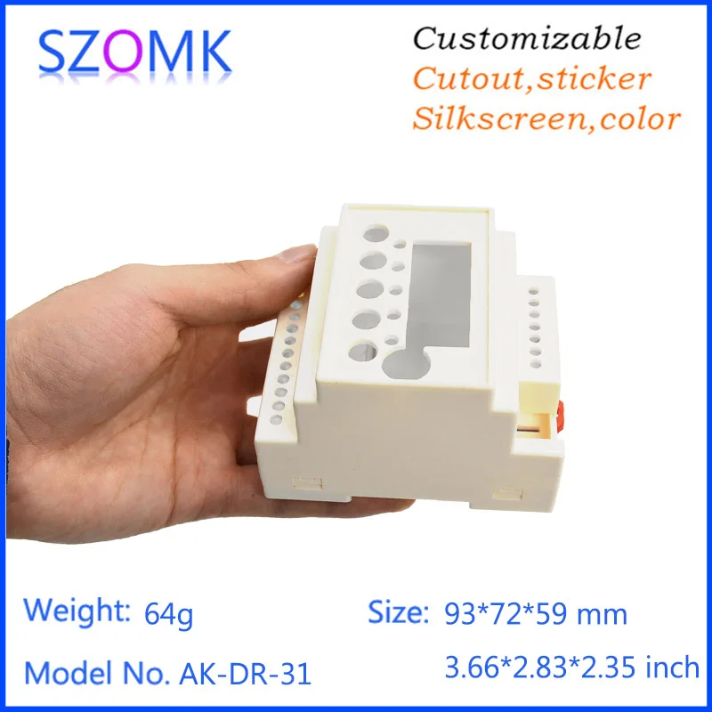 wall mounting din rail plastic electronic project enclosure (1Pcs) 93*72*59mm plastic electronics instrument box