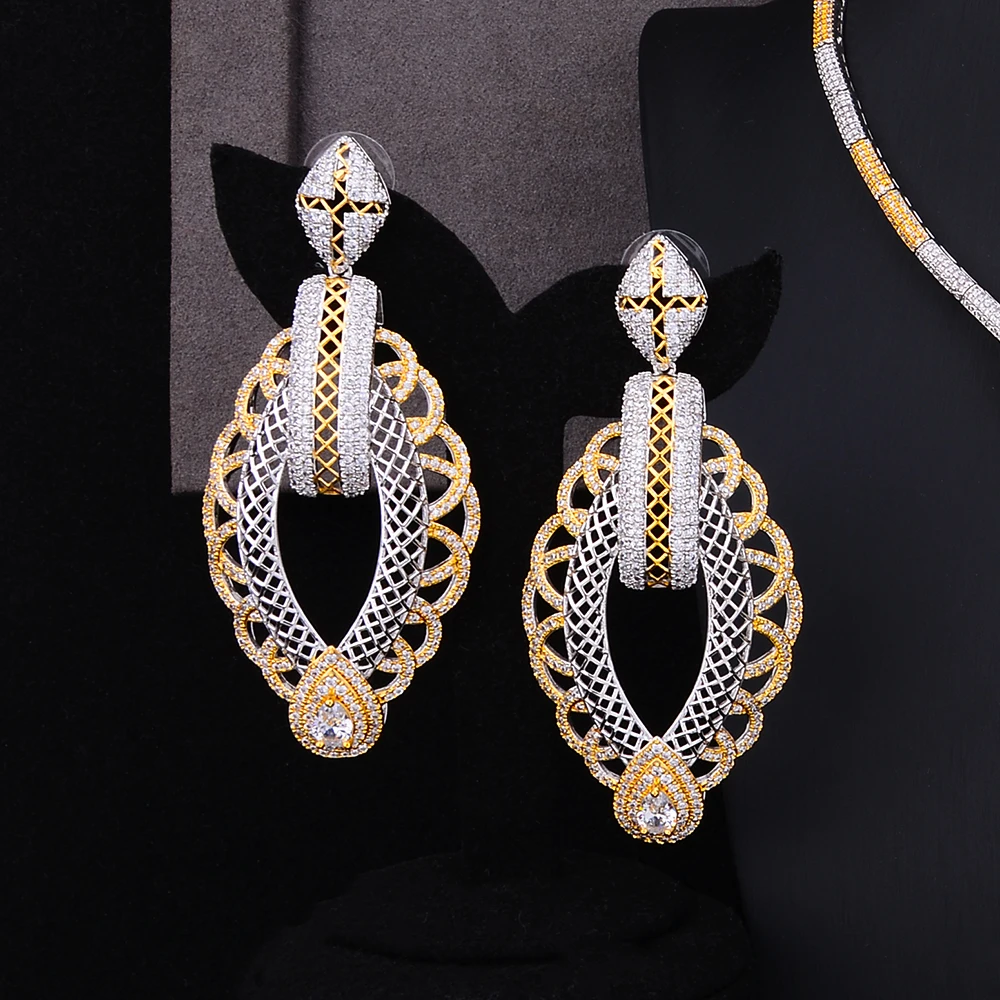 GODKI Luxury Party Square 4PCS Nigerian Jewelry Set For Women Wedding Zircon Indian African Bridal Jewelry Set