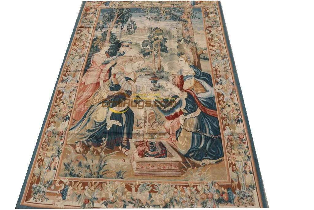 

Antique Aubusson French Hand Woven Wool Tapestry Fashionable Household Decorates Circular Multi Color Coat