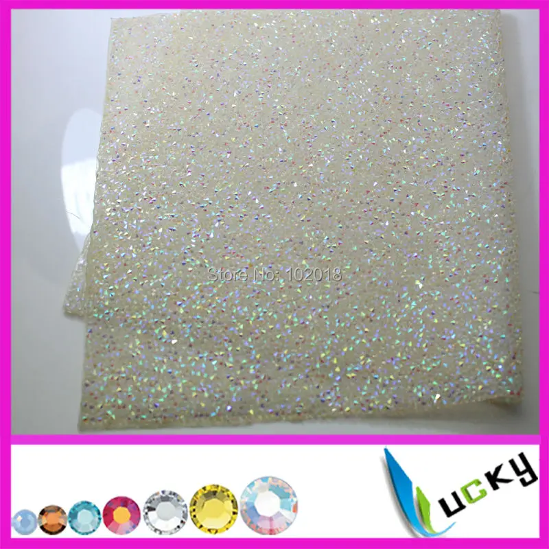 

5pcs 24X40cm crystal ab hot fix resin rhisntones trimming mesh Strass Crystal Applique Wedding dress decorative