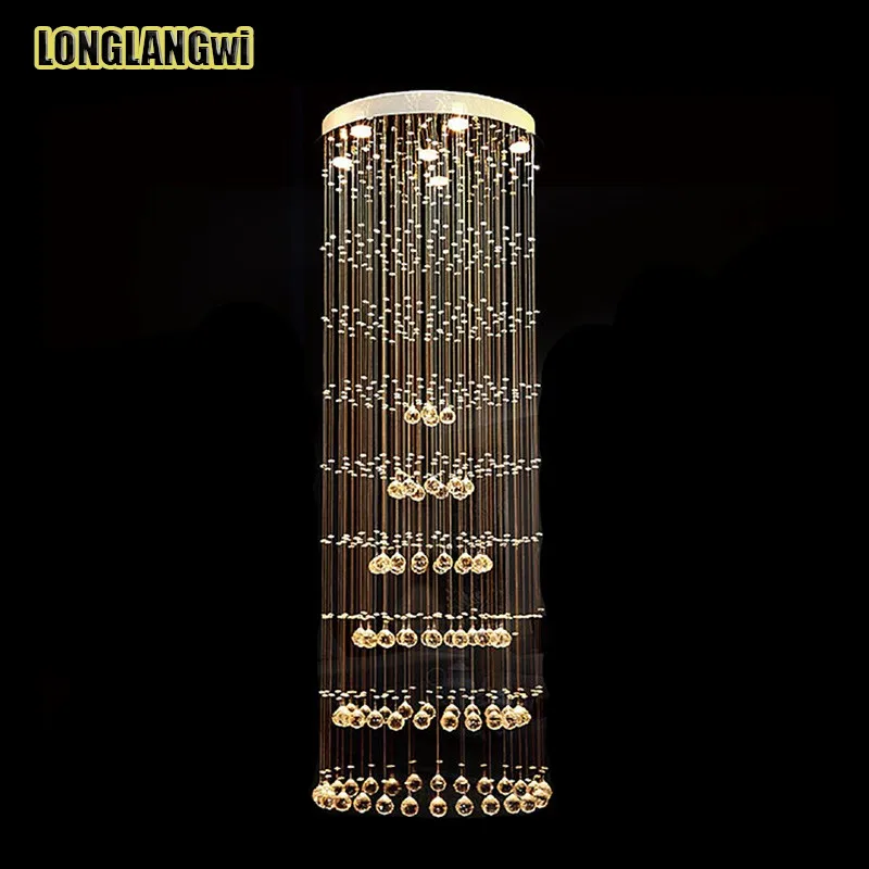 

Modern LED K9 Crystal Chandeliers Light Fitting Staircase LED Chandeliers Lamp For Foyer Dining Room Lighting