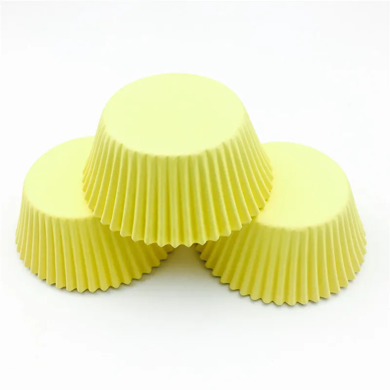 100Pcs/Lot Yellow Paper Cake Cupcake Liner Baking Muffin Box Cup Case Cake Decorating Tools Cupcake Holders Wrappers