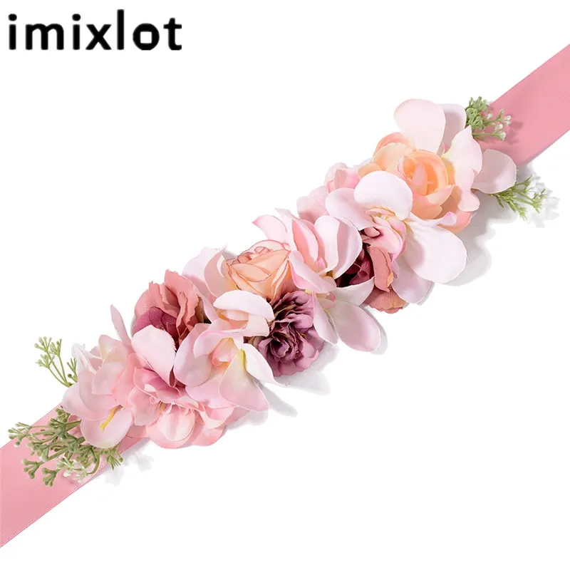 IMIXLOT Charm Elegant Flowers Belt for Women Girls Wedding Party Waistband Fabric Elastic Belt Accessories