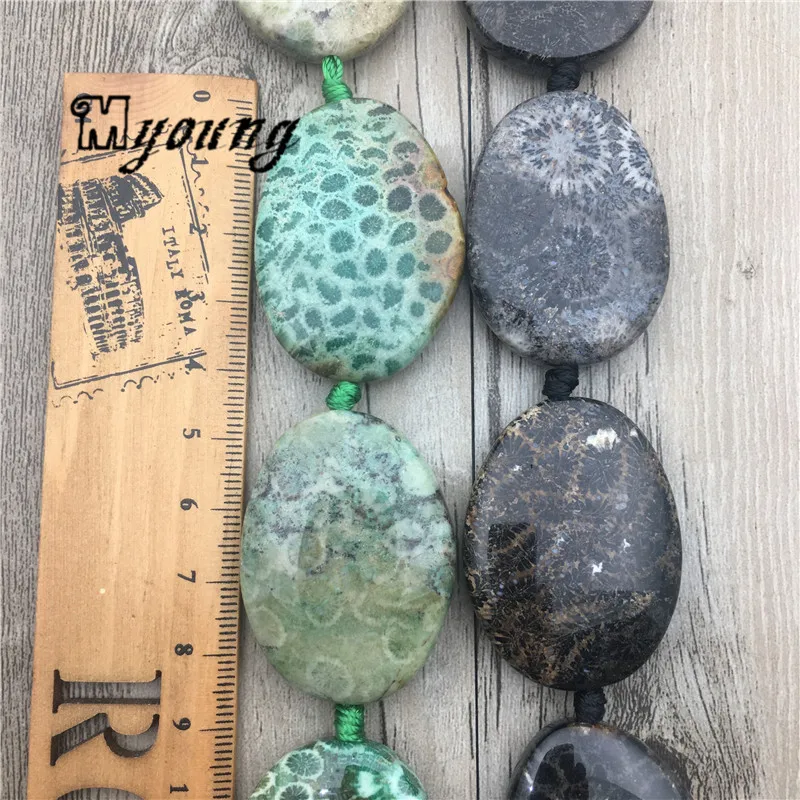 Egg Shape Polished Chrysanthemum Stone Slice Beads,Nature Stone Center Drilled Pendant Beads   MY1751