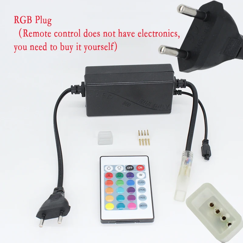 Prise de bande LED avec interrupteur pour SMD5050/SMD3014 RGB, alimentation ue, 2 broches, étanche, ac 220v