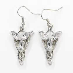 Arwen Evenstar The Lord of the Riings Crystal Clear Rhinestone Silver Plated Pendant Drop Earrings for Women Dangle Earrings