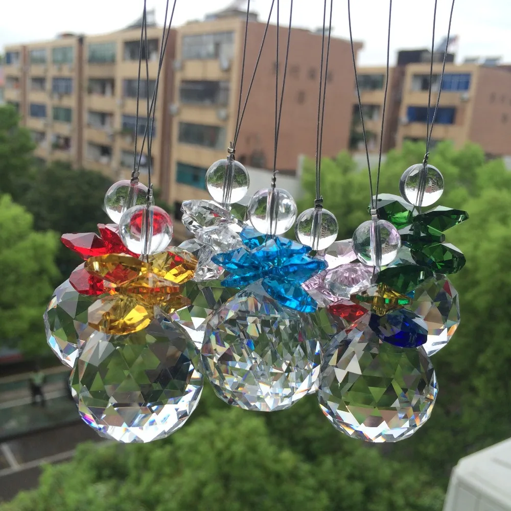 Lovely Crystal Glass Beads faceted ball Pendant For Christmas Tree Home Decoration Accessories Suncatcher Hanging figurine craft