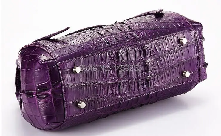 100% genuine crocodile skin  leather women handbag, Alligator Skin Womens Tote Bag, Purple