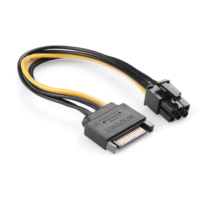 SATA 15 Pin Male M to PCI-e pcie pci-Express pci express Card 6 Pin Female Graphics Video Card Power Cable 15cm