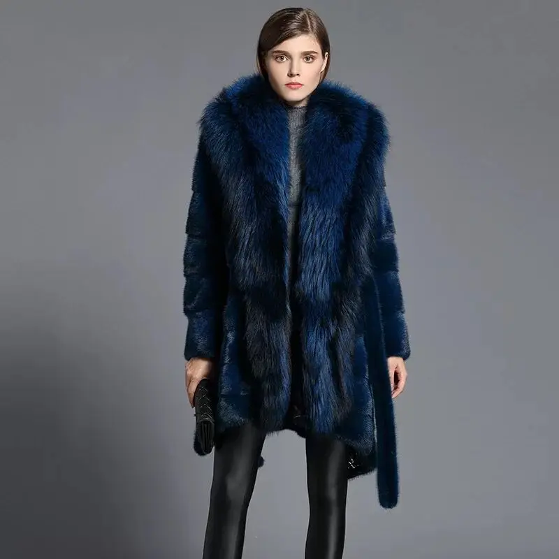 HDHOHR 2024 High Quality Real Mink Fur Coats Full Pelt Fashion Natural Mink Fur Jackets Winter Female With Hood Fur Warm Jacket